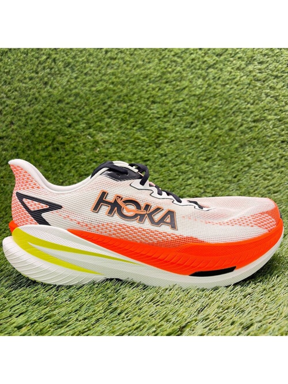 Hoka One One Mach X 3 Mens Size 12 White Orange Athletic Running Shoes Sneakers